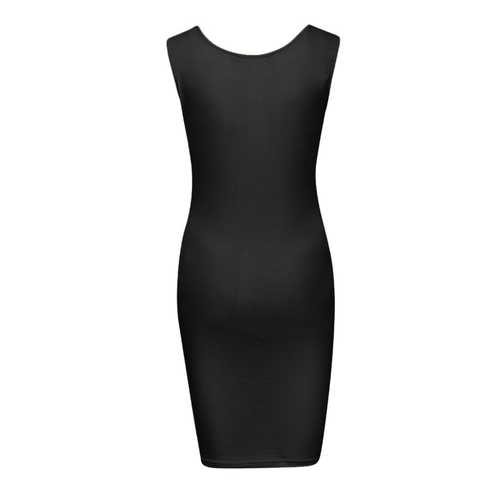 Sleeveless bodycon maternity midi dress with scoop neck, view 3