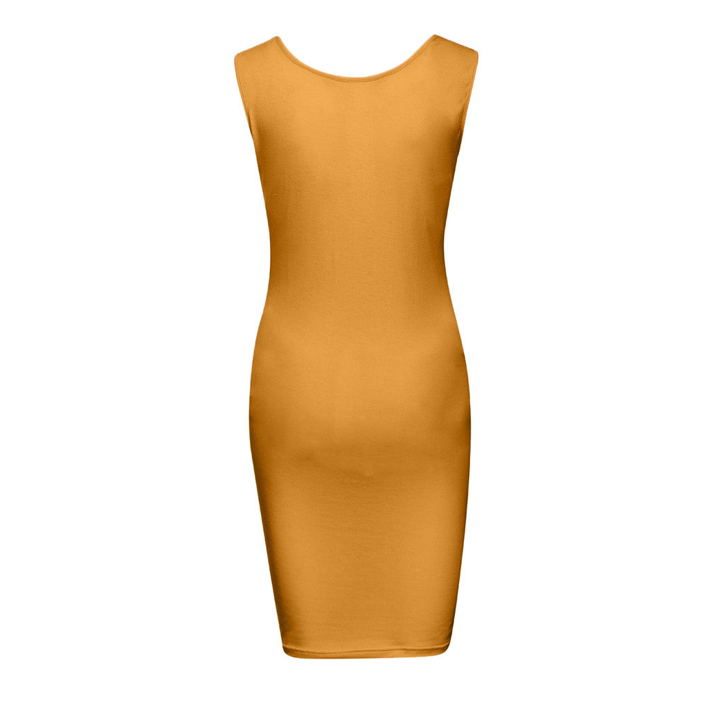 Sleeveless bodycon maternity midi dress with scoop neck, view 10