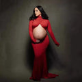 Red Cutout Maternity Photoshoot Gown